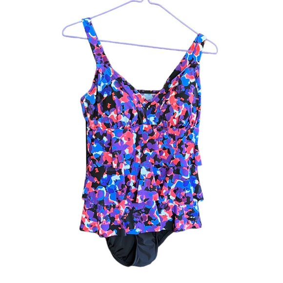 Croft & Barrow One-Piece Ruffled Bathing Suit with Adjustable Straps, Size 10 - Picture 1 of 9